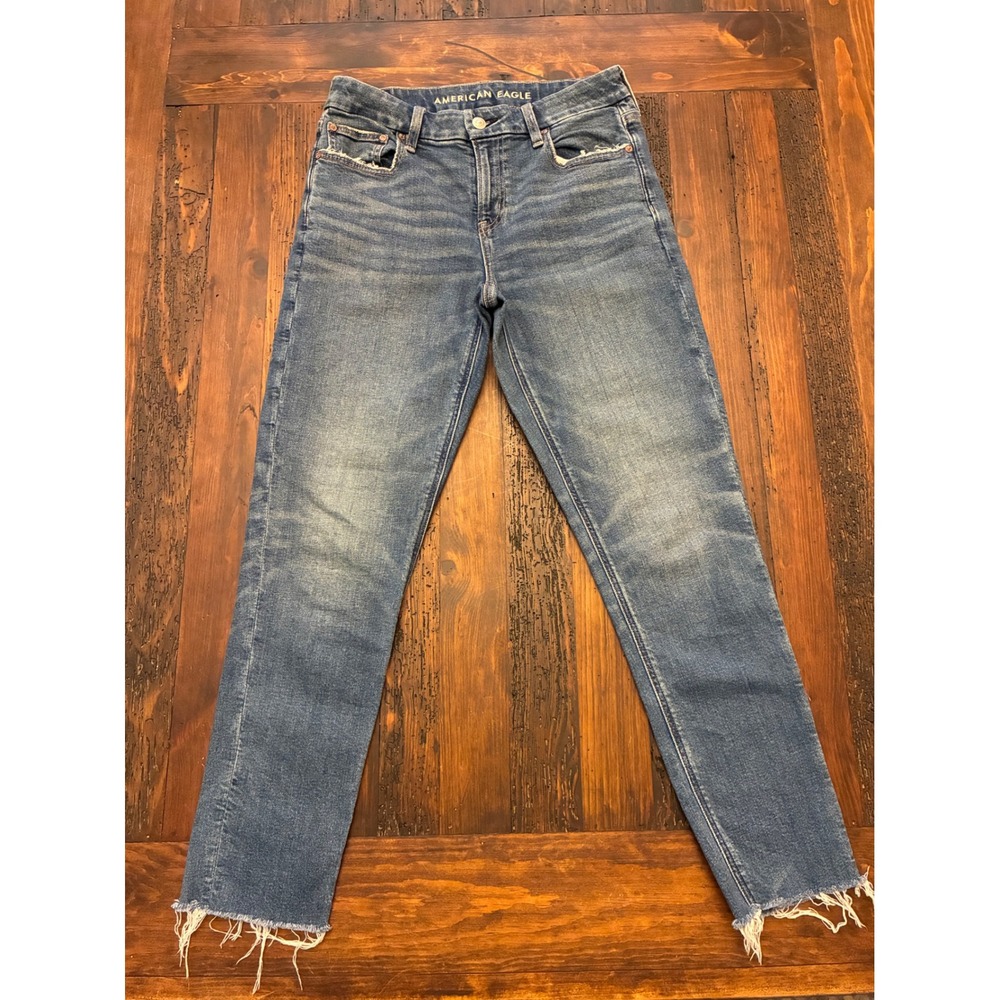 American Eagle Jeans 90s Skinny Raw Hem Stretch Women's Size 4 Casual Denim